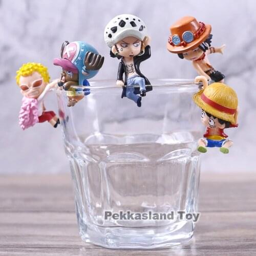 Japanese anime ONE PIECE Luffy Roronoa Zoro Nami Sanji Tony Chop on the edge of cup PUTITO figures Original Gashapon toys