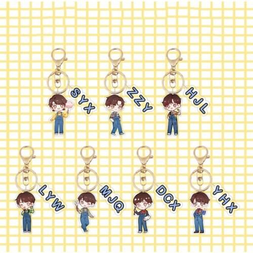 KPOP Teens In Times Cartoon Action Figure Pendant Keychain Keyring Bag Accessories TNT Stand Figure Model Desktop Decoration M36