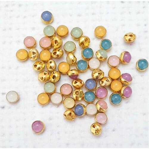 50pcs 4mm Round Gold Pearl Tiny Buttons Baby Fancy Shiny Coat Boots Sewing Doll Clothes Accessories Buckles Fasteners