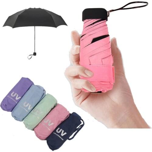 Small Fashion Folding Umbrella Rain Women Men Mini Pocket Parasol Girls Anti-UV Waterproof Windproof Portable Travel Umbrella