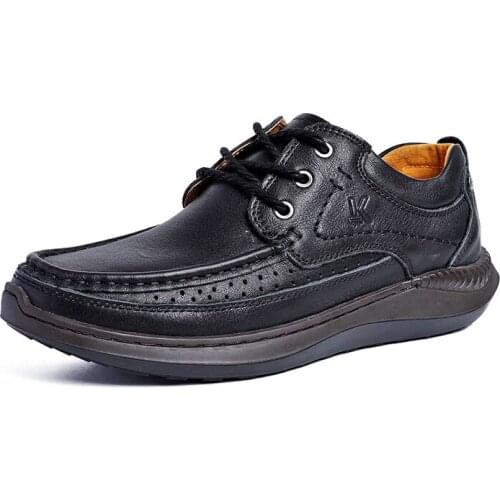 New Men Casual Shoes 2021 Spring Fashion Leather Oxford Man Shoes Classic Black Comfortable Office Business Men Shoes