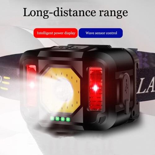 XPG+COB Strong Light Sensor Headlamp Three Light Source Fishing Rechargeable Headlight Outdoor Super Bright Head-Mounted LED