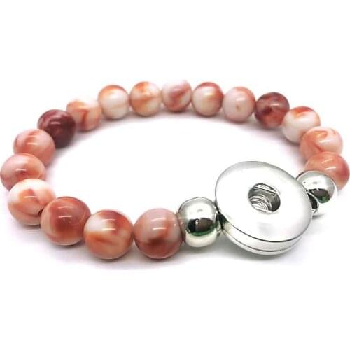 New Arrival 031 Interchangeable Candy Colors Expandable Bead Stretch Glass Bead Bracelet 18mm Snap Button Jewelry women gift