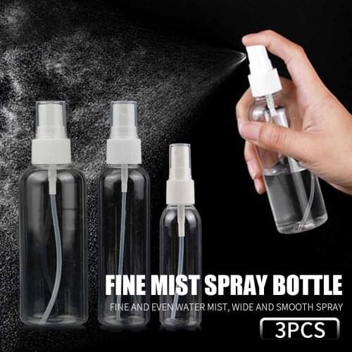 3PCS Plastic Spray Bottle Portable Transparent Disinfection Water Refillable Bottle Empty Cosmetic Containers 30ml/50ml/100ml
