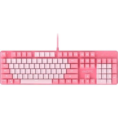 Pink Punk Gaming Mechanical Keyboard 104 Keys Double Color Injection Keycaps LED White Backlit Gamer Keyboard With Blue Switch