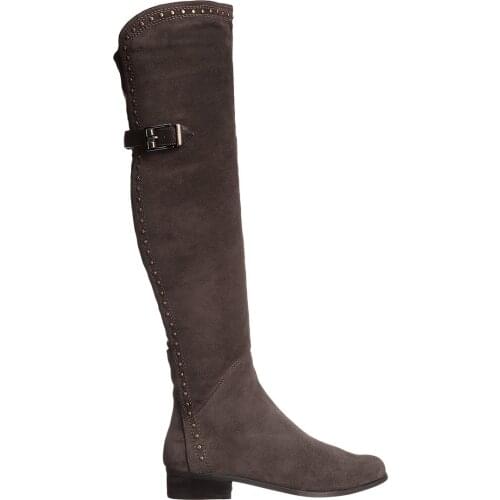 Boots Female Women Shoes Genuine Leather Rivet Belt Buckle Leather Stitch Over-the-knee Motorcycle Boots Botas De Mujer Booties