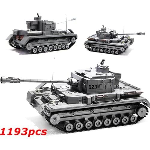 KAZI 82010 WW2 Military Armored War Chariot F2 Tank German Force Panzer IV Soldiers Figures DIY Building Blocks Toys Kid