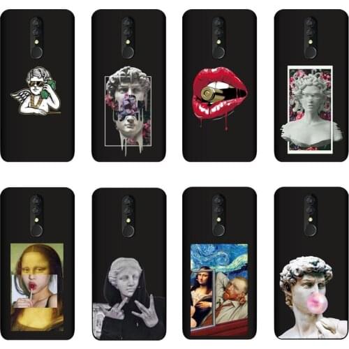 QAQsam Silicone Cover For Alcatel 3 2019 Case Cartoon Statue Abstract Art Painted Soft TPU Cases For Alcatel 3L 2019 Capa Fundas