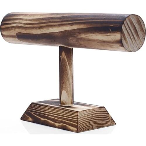 T-Shaped Wooden Base Necklace Bracelet Jewelry Display Rack Watch Jewelry Storage Rack Display Prop Jewelry Rack