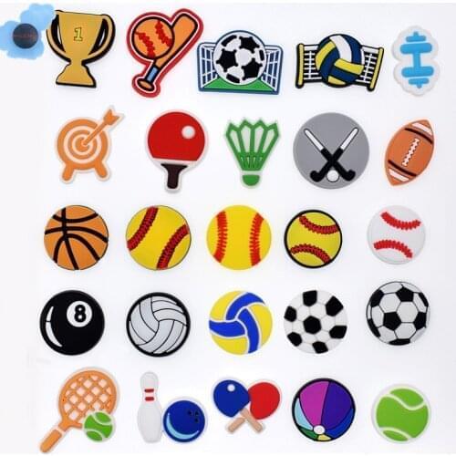 1PCS Football Baseball Children Garden Shoe Decorations PVC Shoe Charms Fit Boys Girls Cool Shoes Clog Birthday Gifts