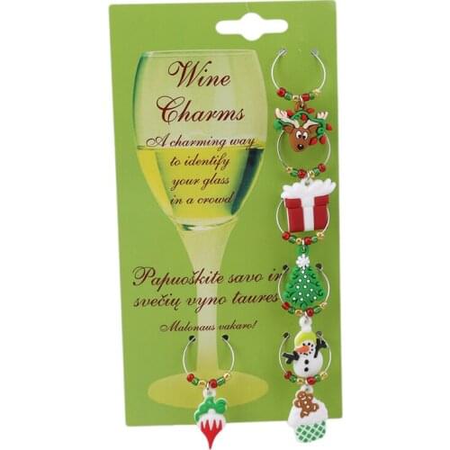Christmas Wine Glass Party New Year Cup Ring Table Pendants Santa Claus Navidad 2019 Metal Ring Christmas Decoration for Home