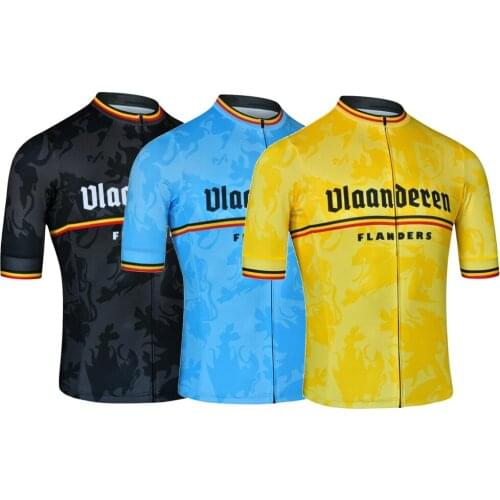 Flandeds Cycling jersey Black Yellow Blue Short sleeve Bike jersey Highway cycling clothing MTB Breathable Outdoor sports tops