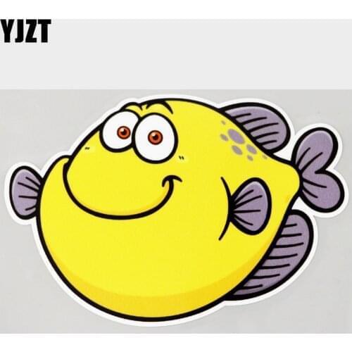 YJZT 14.3CM×9.5CM Lovely Smiling Fish Ocean Decal PVC Car Sticker 11C-0259
