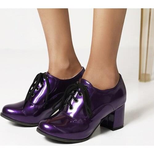 US4-13 Womens Round Toe Block Chunky Heel Brogue Retro Cosplay Lolita Shoes Mary Janes Plus Size 3Colors New 2021