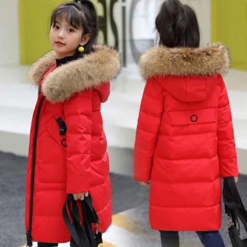 Winter Coats For 6-12 Yrs Kids Teenage Girl Down Cotton Parkas Outerwear Fur Collar Warm Casual Hooded Baby Girl Jackets Outwear