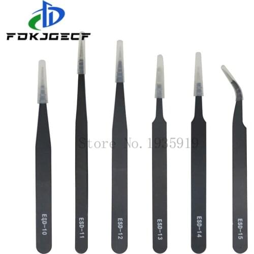 1.5mm Industrial Tweezers Kit Anti-Static Stainless Steel Tweezer Set Repair Tools ESD-10 11 12 13 14 ESD-15 integrated circuit