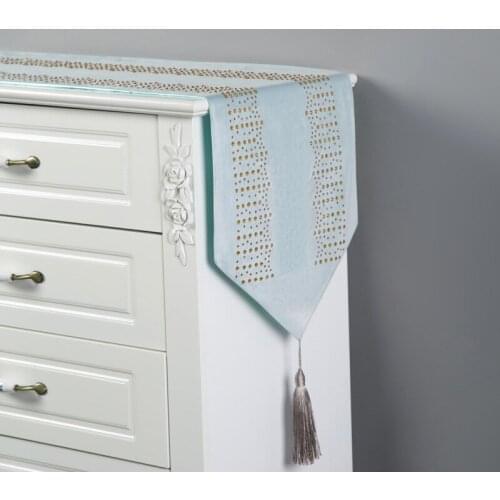 1pc Decoration Table Runner Polyester Table Cover Dustproof Cabinet Cover Diamonds Ironing Tech 32x180cm 32x200cm