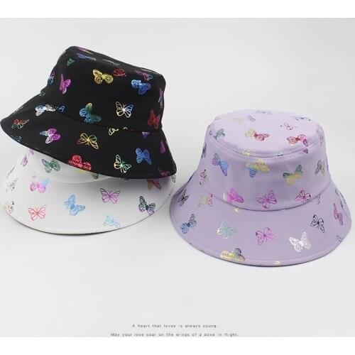 2021 New Summer Bucket Hats For Women Girls Panama Hat Butterfly Embroidered Fisherman Hat Summer Visor Sun Hat панама женская
