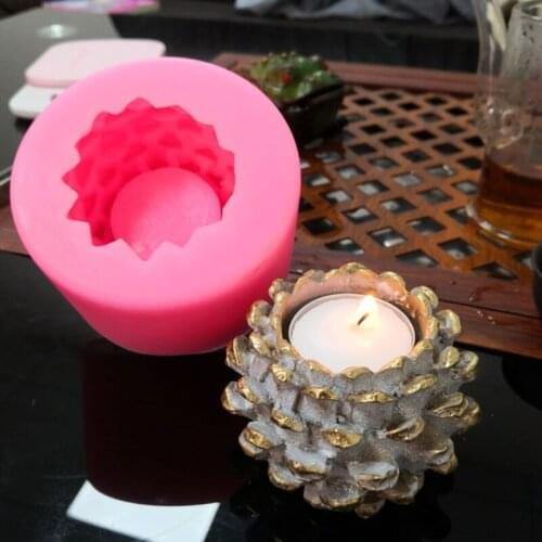 3D Pine Cone Candle Holder Epoxy Resin Mold Candlestick Silicone Mould DIY Tool