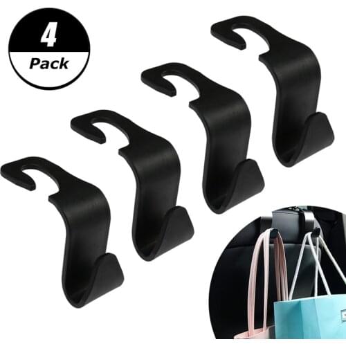 4PCS Universial Car Storage Hooks Headrest Hooks Car Seat Hanger Hook Organizer Plastic Storage Holder For Handbag Purse
