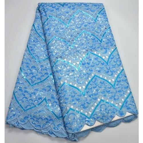 African Organza Lace Fabric 2017 High Quality Nigerian Sequins Lace Fabrics With Hand-cut Sewing for Dresses XY7152