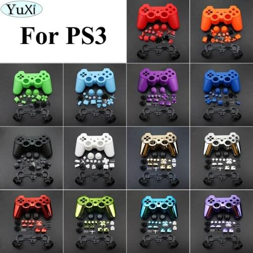 YuXi Wireless Controller Shell Case Bumper Thumb cap Faceplates Buttons and Inner Frame Game for Sony for playstion 3 for PS3