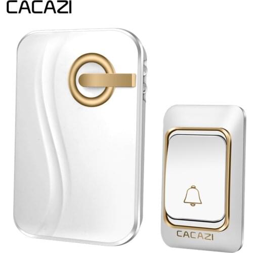 CACAZI Wireless Doorbell DC Battery-operated 200M Remote Waterproof 4 Volumes 36 Rings Intelligent Door Chime Cordless Doorbell