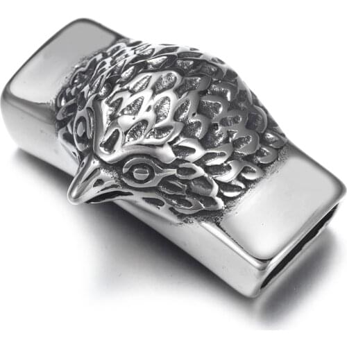 316L Stainless Steel Slider Beads Eagle Head Polished 12x6mm Hole Bead Slide Charm Accessories for DIY Bracelet Jewelry Making