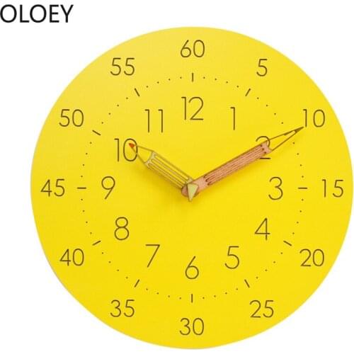 Wood Cartoon Childrens Clock Wall Watch Clock Mechanism Silent Hanging Clocks Wall Home Decor Living Room Bedroom Home Horloge
