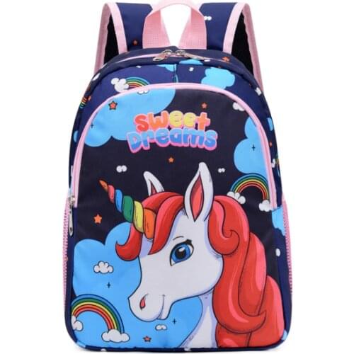 Disney Cartoon children backpack boys double shoulder back kindergarten School Bags cute cartoon unicorn schoolbag