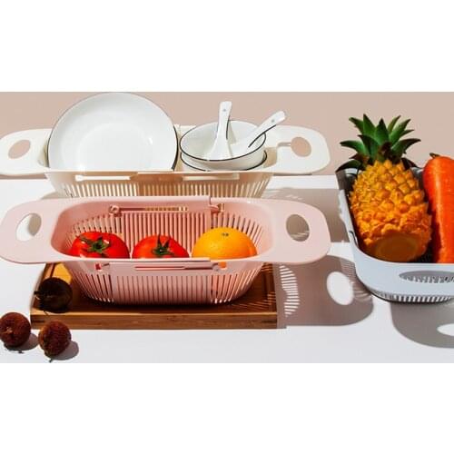 Over the Sink Colander Strainer Basket Wash Vegetables Fruits Drain Dry Dishes Extendable Kitchen ALI88