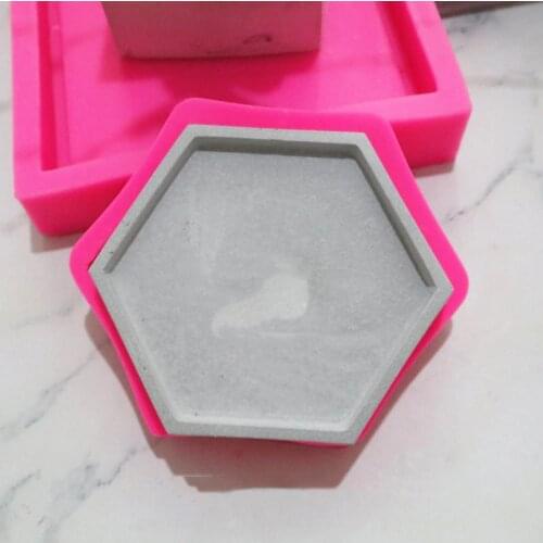 Geometric Hexagon Silicone Cement Mold Creative Square Concrete Flower Pot Vase Mould DIY Clay Craft Casting Silicone Mold