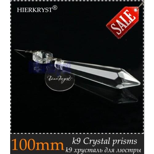 HIERKRYST 25 pcs/lot Clear Chandelier Glass Crystals Lamp Prisms Parts Hanging Pendants 100mm 3.93" #1904A