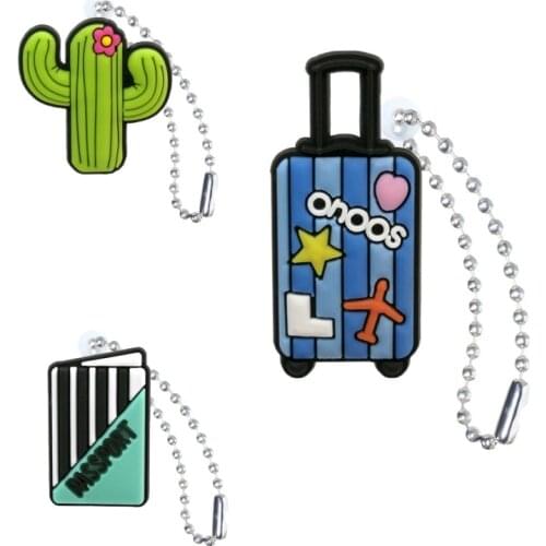 1PCS PVC hot keychain trunk cactus key ring fashion ball chain for women men car keys bag accessory party supplies trinket gifts