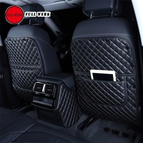 PU Leather Car Seat Back Anti Kick Pad Cover Protector for Touareg 19-21 Rear Armrest Box Anti-dirty Cushion Interior Accessory