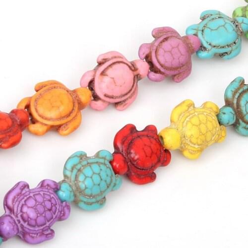 Wholesale 24pcs Manmade Howlite Turtle Bead Stone Charm for Bracelets Jewelry Making 14*17mm
