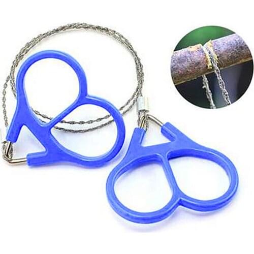 54cm Outdoor Camping Hiking Pocket Saw Wire Travel Emergency Survive Tool Stainless Steel Wire Kits with Finger Plastic Handle