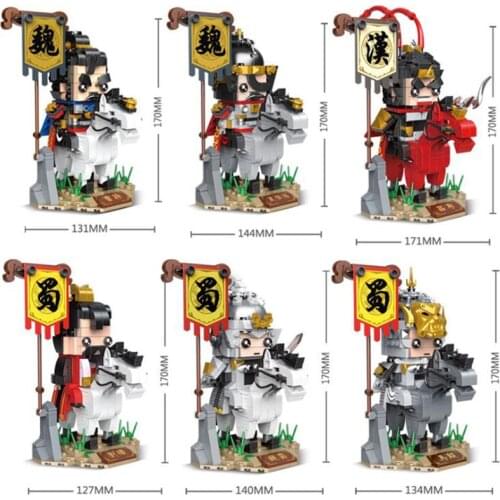 MOC Super Brick Heroes Heads Horse History San Guo Romance of Three Kingdoms DIY Model Building Blocks Bricks Toys For Kid Gifts