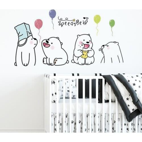 Cute lazy bear wall stickers bedroom kids baby rooms home decoration art mural cartoon animals stickers nursery wallpaper