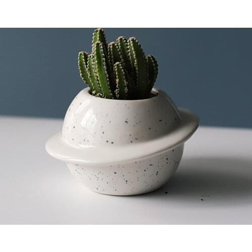 Mini Planet Shape Ceramic Succulent Bonsai Flower Pot Desktop Balcony Yard Decor Planters Birthday Present