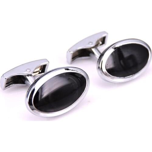 Fashion mens French shirt cuffs, cuff links enamel baking process black round retro style Cuff Links