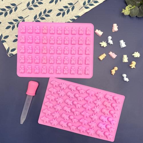 Soft candy QQ sugar silicone mold small dinosaur bear animal baking mold fruit hard candy DIY decorative cake dropper tool