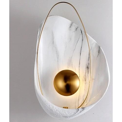 Nordic Modern Creative Design Marble Wall Lamp Living Room Bedroom Bedside Hotel Aisle Shell-Shaped Led Lights