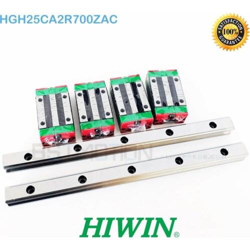 Original HIWIN 25mm Linear Motion Guide HGR25 2pcs 700mm Rail 4pcs HGH25CA Carriage Bearing HGH25CA2R700ZAC