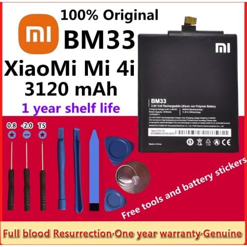 Original XIAOMI BM33 Replacement Battery For XIAOMI Mi 4i Mi4i Authentic Phone Batteries 3120mAh +Tracking + Tools