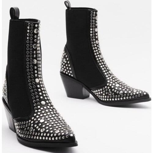 Autumn and winter cross border womens boots European and American sexy pointed head jeans women sneakers chunky sneakers