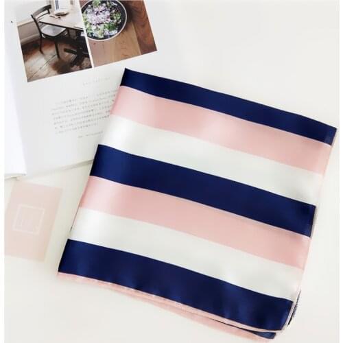 Women Striped Square Scarf Imitated Silk Scarves Leopard Stewardess Hostess Ladies Office Neckerchief Foulard Bandana 50*50cm