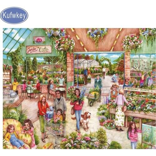 Full Square drill 5D DIY Diamond Painting Cross Stitch Busy market,diamond Embroidery painting rhinestone Mosaic Drill Decor