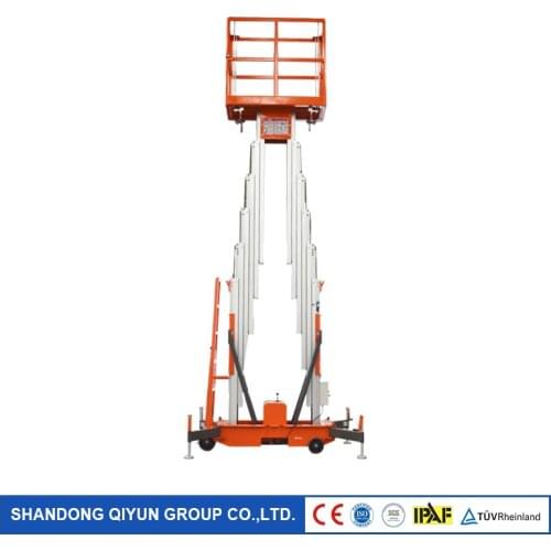 Qiyun manufacturer supplier 220v double mast aluminum lifer 10m 12m aerial lift telescopic portable lifter hydraulic lift