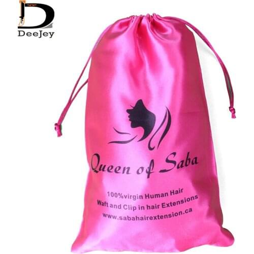 18x30cm custom printed polyester satin silk bags drawstring hair bags packaging hair bundle packaging bags 20pcs lot